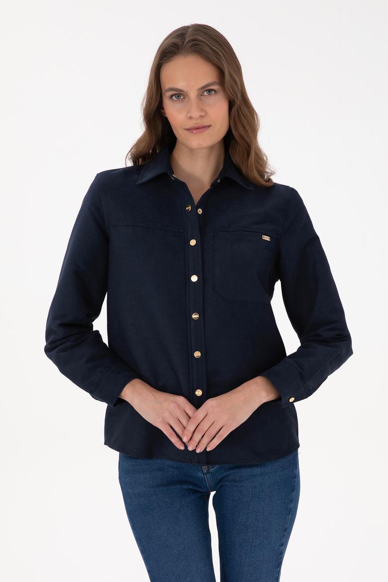 Kadın Lacivert Uzun Kollu Gömlek - 50317242003