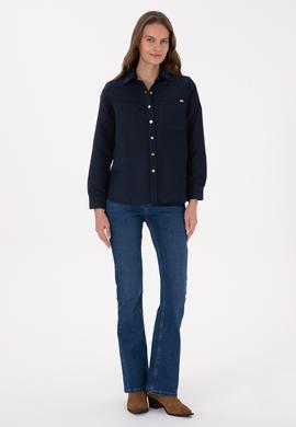 Kadın Lacivert Uzun Kollu Gömlek - 50317242003
