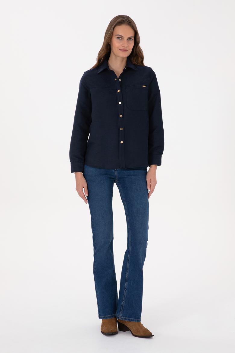 Kadın Lacivert Uzun Kollu Gömlek - 50317242003