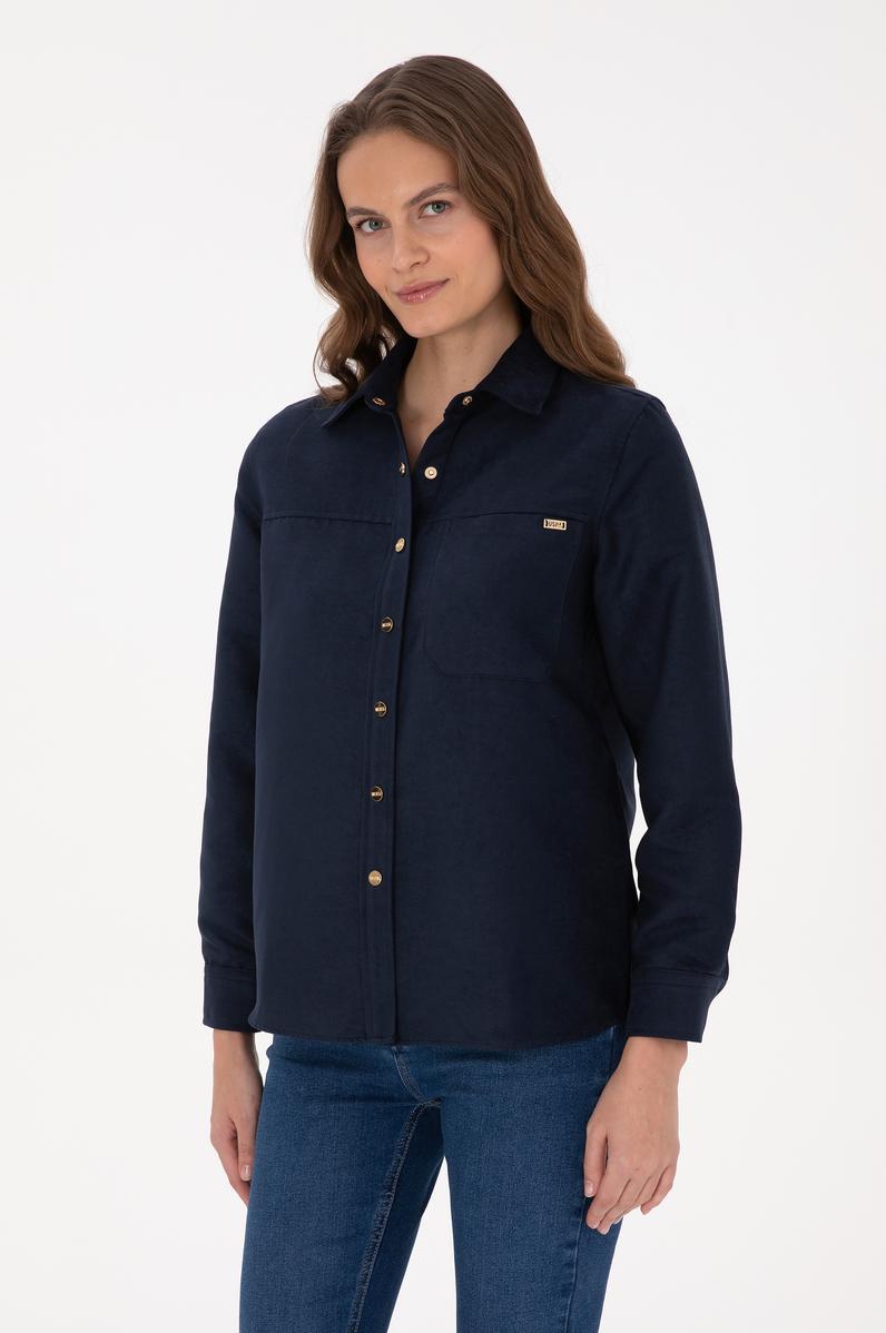 Kadın Lacivert Uzun Kollu Gömlek