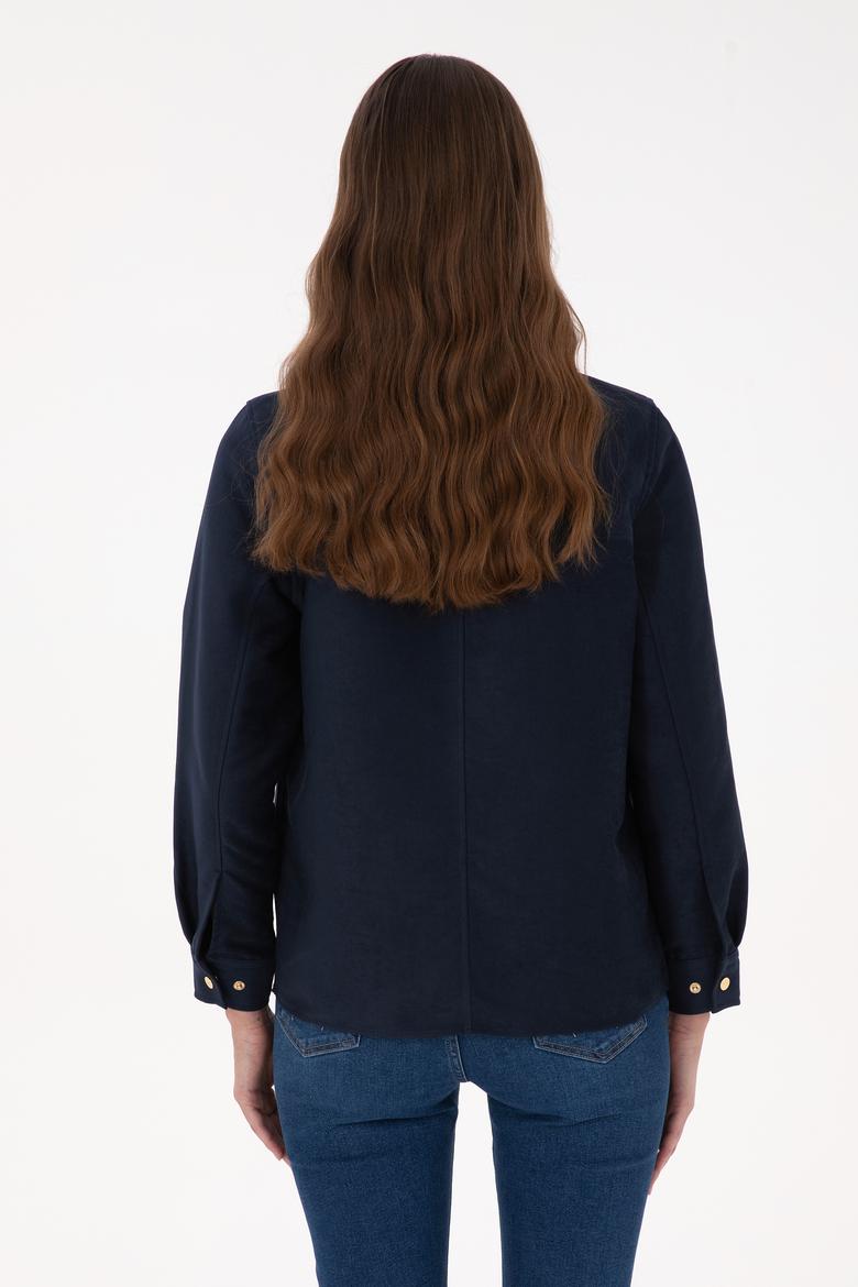 Kadın Lacivert Uzun Kollu Gömlek - 50317242003