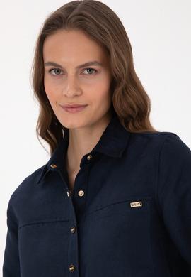 Kadın Lacivert Uzun Kollu Gömlek - 50317242003