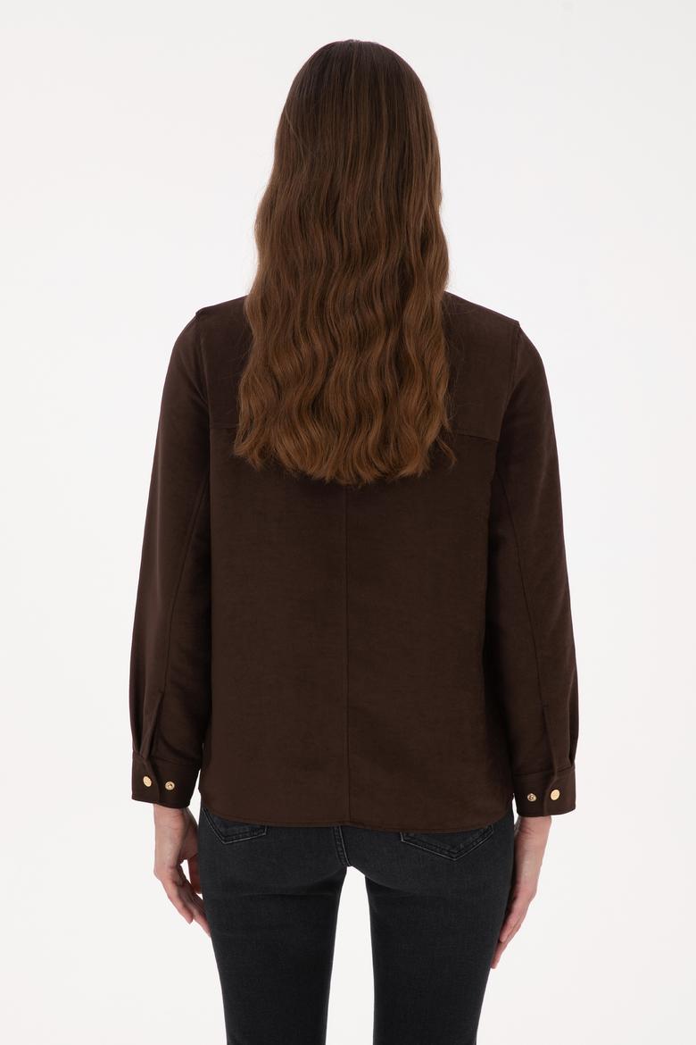 Kadın Kahverengi Uzun Kollu Gömlek - 50317242010