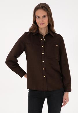 Kadın Kahverengi Uzun Kollu Gömlek - 50317242010