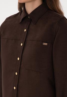 Kadın Kahverengi Uzun Kollu Gömlek - 50317242010