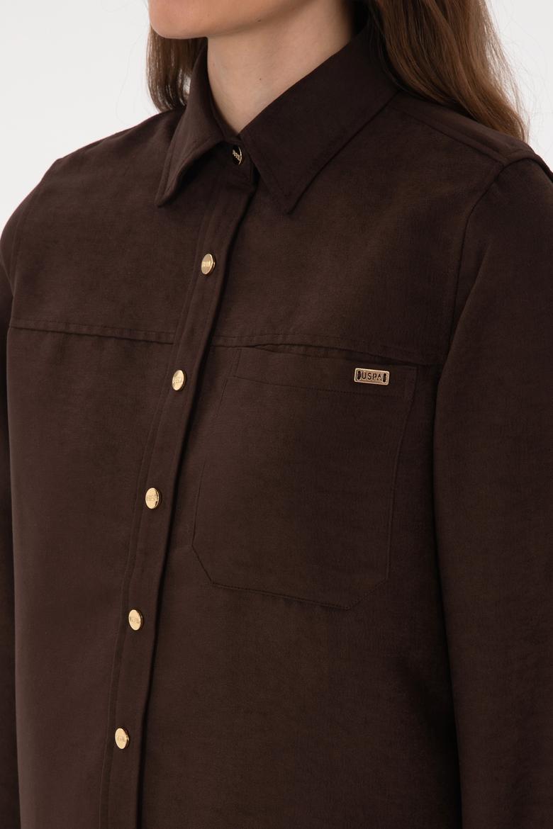 Kadın Kahverengi Uzun Kollu Gömlek - 50317242010