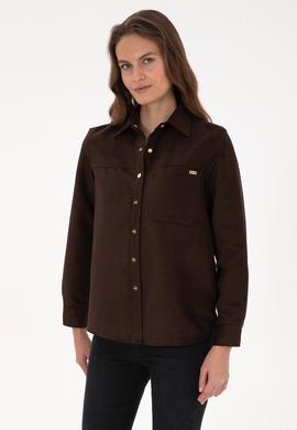 Kadın Kahverengi Uzun Kollu Gömlek - 50317242010