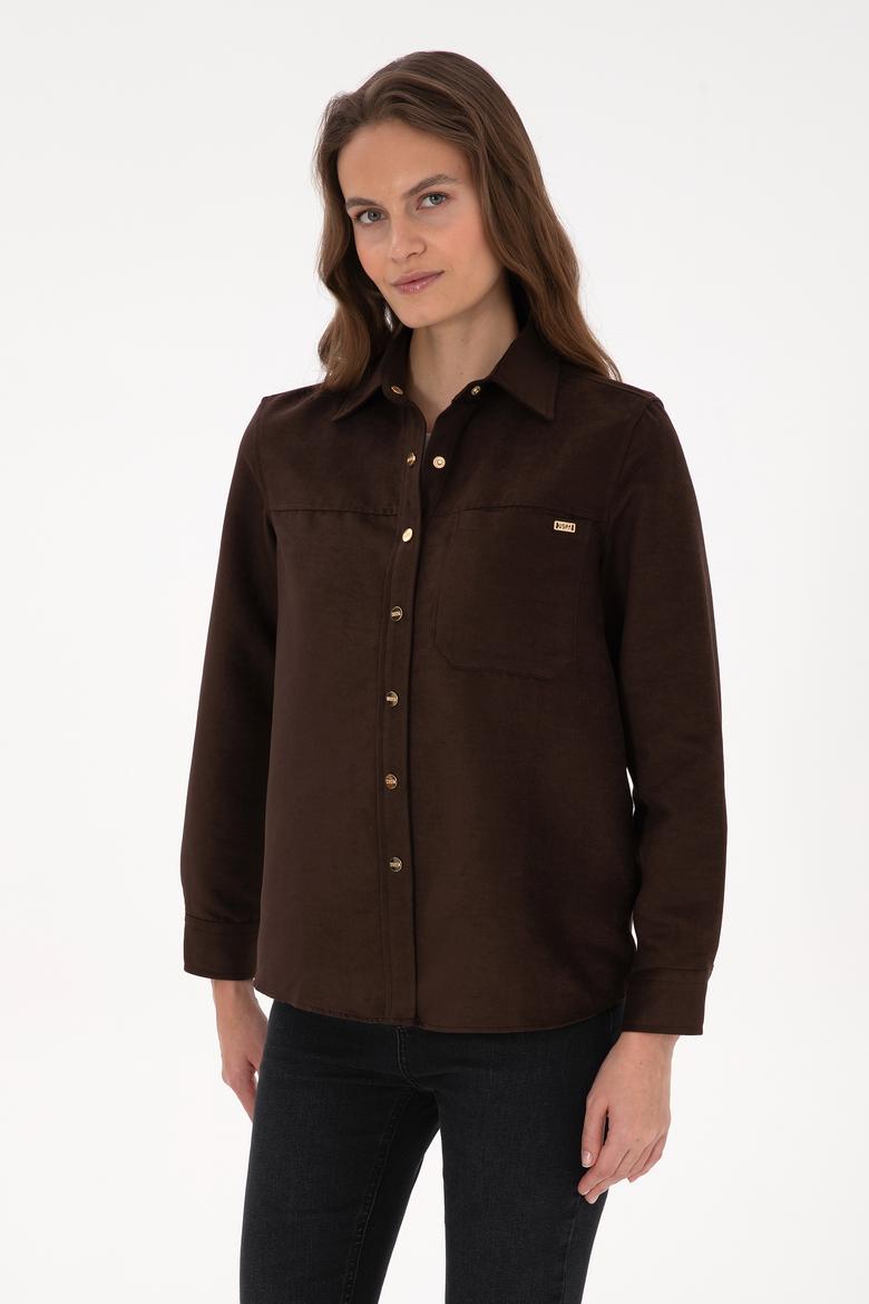 Kadın Kahverengi Uzun Kollu Gömlek - 50317242010