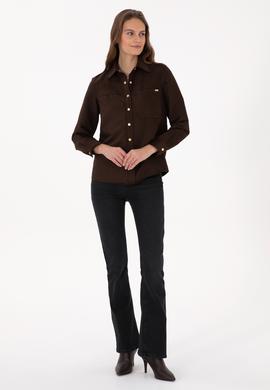 Kadın Kahverengi Uzun Kollu Gömlek - 50317242010