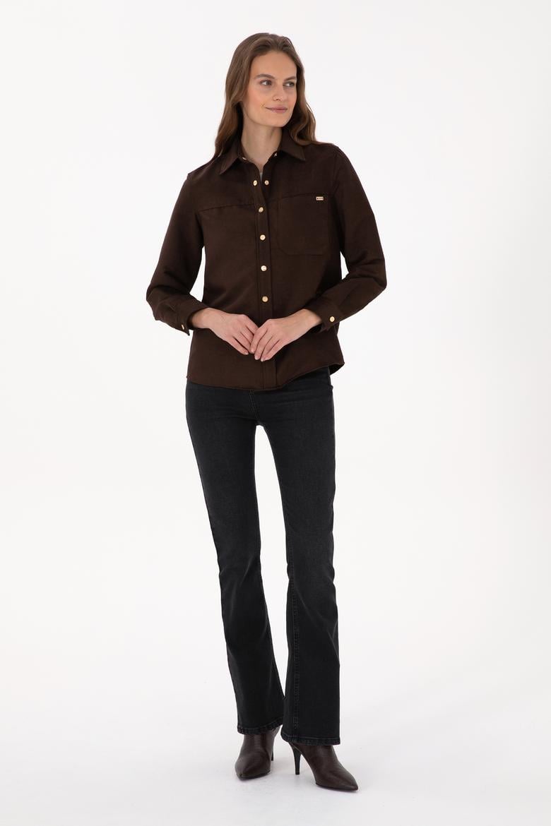 Kadın Kahverengi Uzun Kollu Gömlek - 50317242010