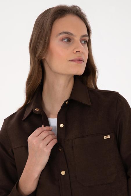 Kadın Kahverengi Uzun Kollu Gömlek