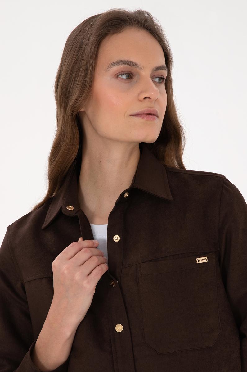 Kadın Kahverengi Uzun Kollu Gömlek