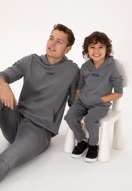 Erkek Çocuk Gri Kapüşonlu Sweatshirt - 50293515006