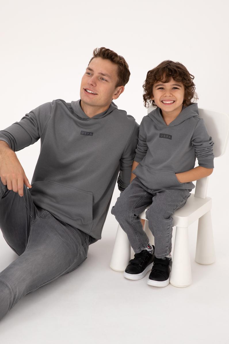 Erkek Çocuk Gri Kapüşonlu Sweatshirt