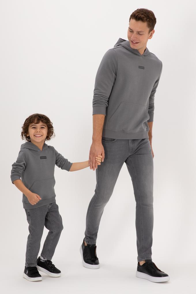 Erkek Çocuk Gri Kapüşonlu Sweatshirt