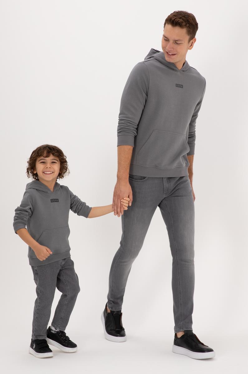 Erkek Çocuk Gri Kapüşonlu Sweatshirt