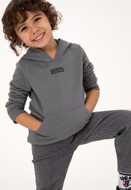 Erkek Çocuk Gri Kapüşonlu Sweatshirt - 50293515006