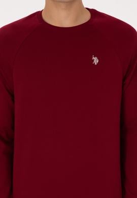 Erkek Regular Fit Bisiklet Yaka Bordo İnce Basic Sweatshirt - 50313752027