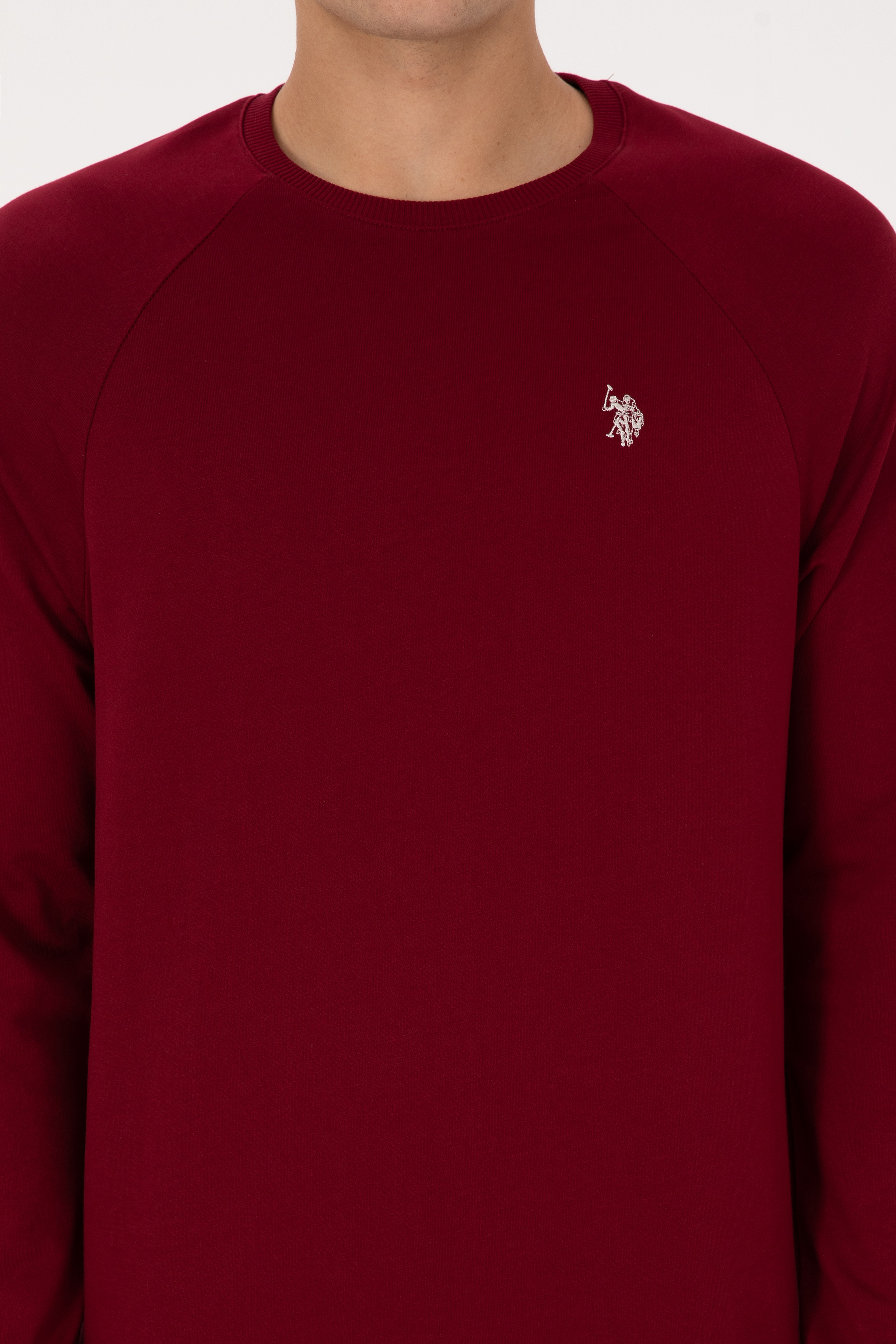 Erkek Regular Fit Bisiklet Yaka Bordo İnce Basic Sweatshirt