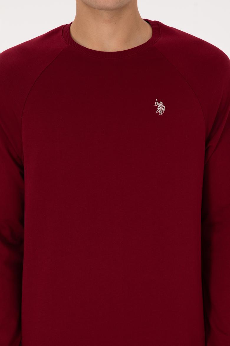 Erkek Regular Fit Bisiklet Yaka Bordo İnce Basic Sweatshirt - 50313752027