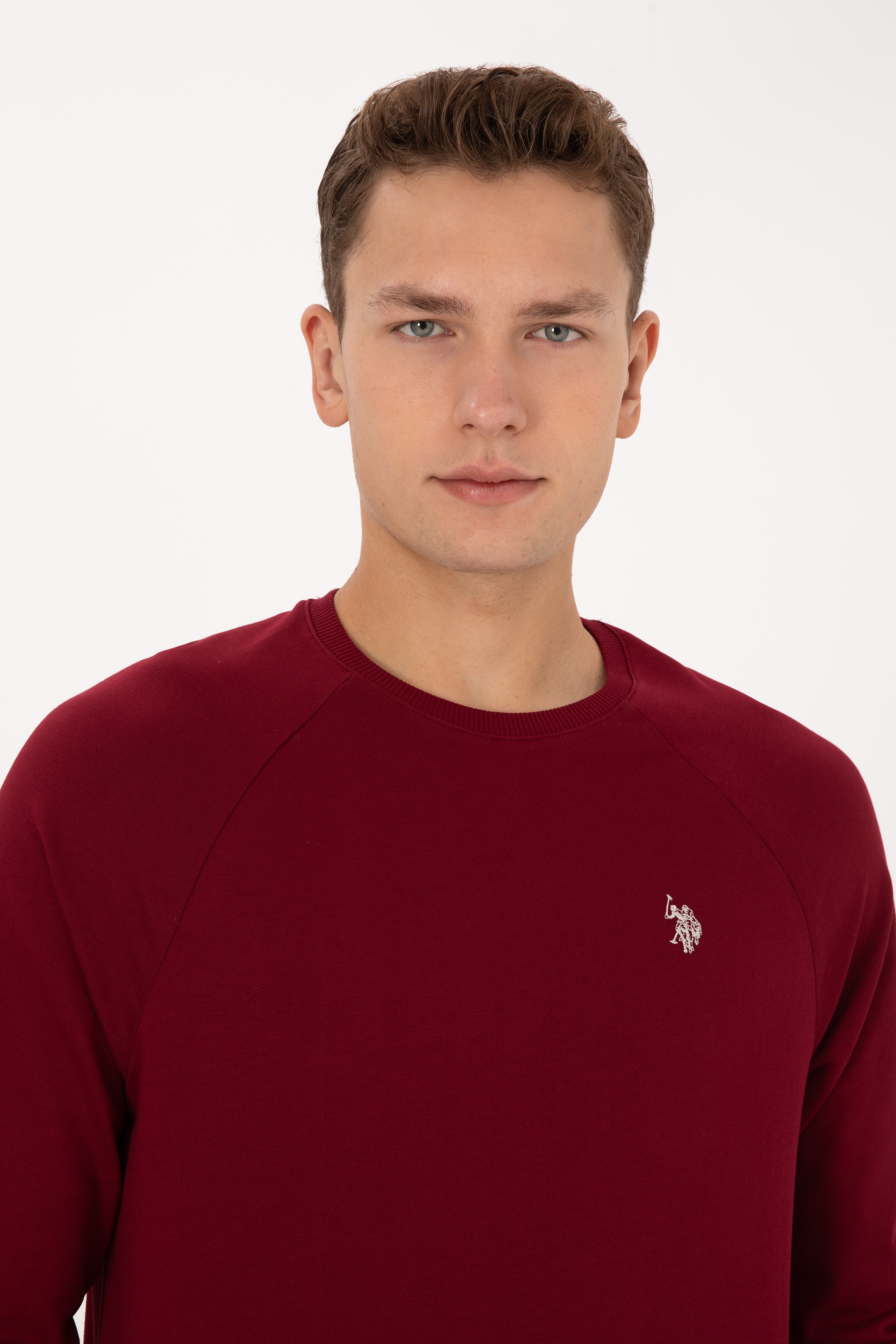Erkek Regular Fit Bisiklet Yaka Bordo İnce Basic Sweatshirt - Image 4