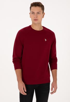 Erkek Regular Fit Bisiklet Yaka Bordo İnce Basic Sweatshirt - 50313752027