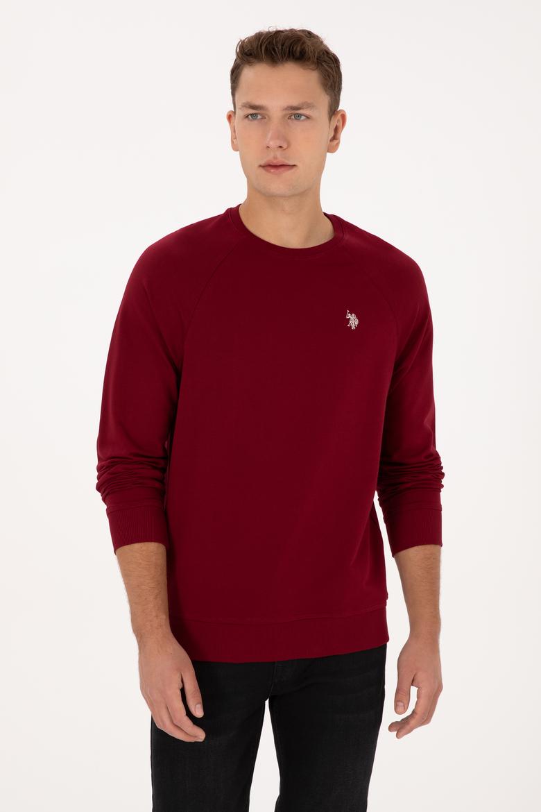 Erkek Regular Fit Bisiklet Yaka Bordo İnce Basic Sweatshirt - 50313752027