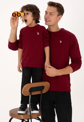 Erkek Regular Fit Bisiklet Yaka Bordo İnce Basic Sweatshirt - 50313752027