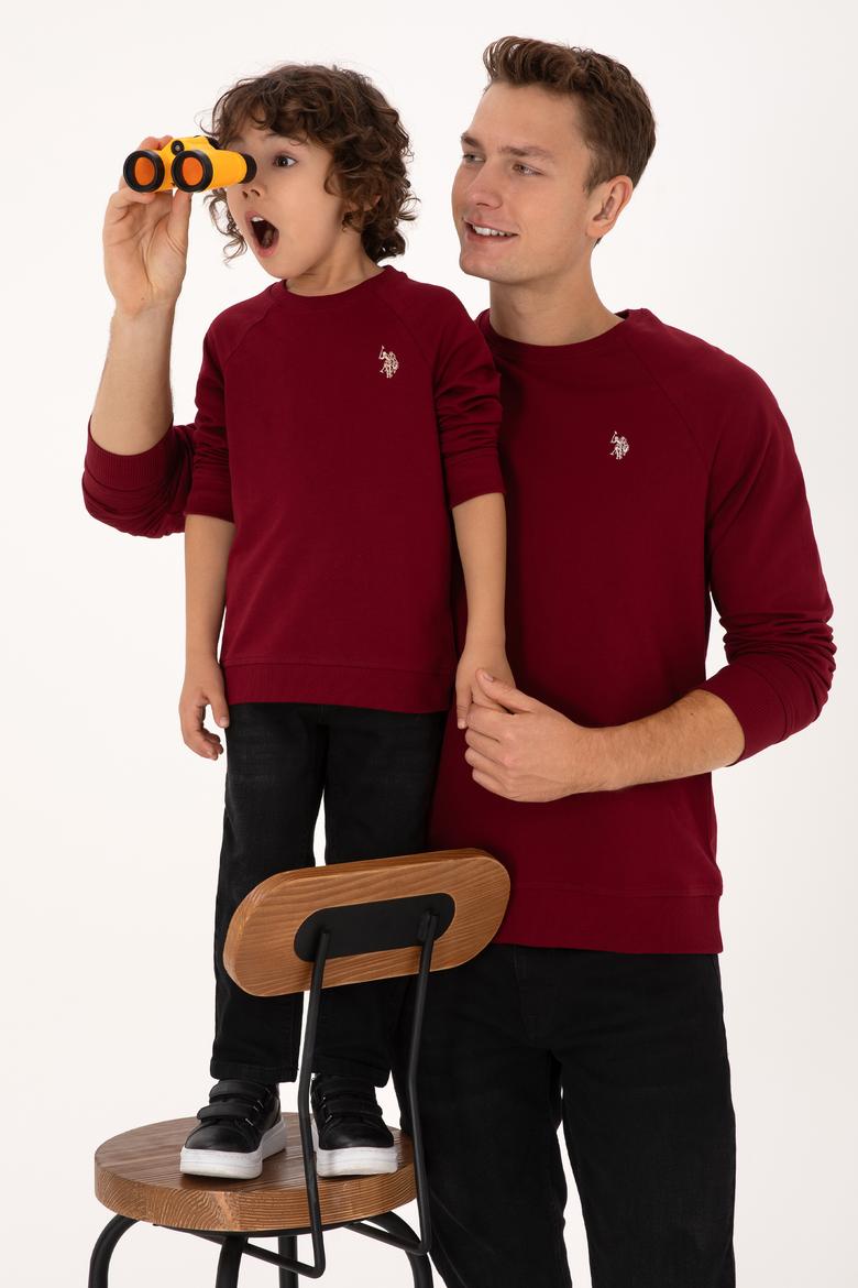 Erkek Regular Fit Bisiklet Yaka Bordo İnce Basic Sweatshirt
