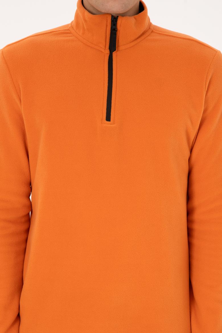 Erkek Regular Fit Bakır Polar Yarım Fermuarlı Basic Sweatshirt - 50313777078