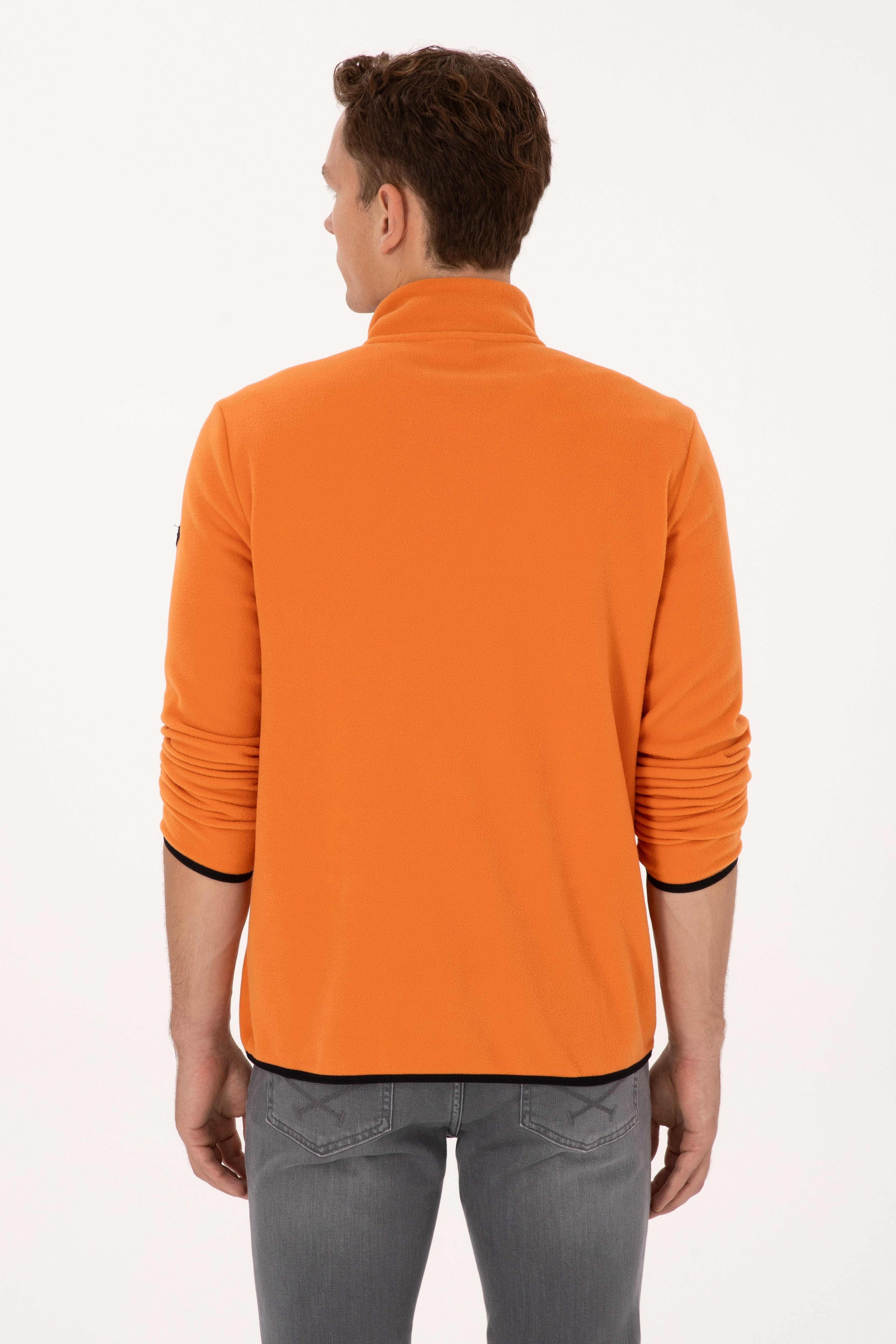 Erkek Regular Fit Bakır Polar Yarım Fermuarlı Basic Sweatshirt