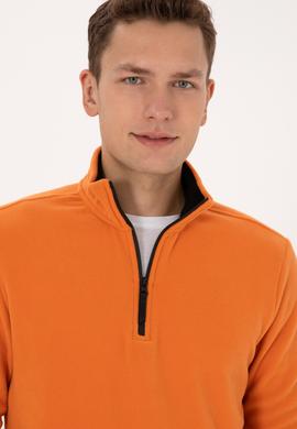 Erkek Regular Fit Bakır Polar Yarım Fermuarlı Basic Sweatshirt - 50313777078