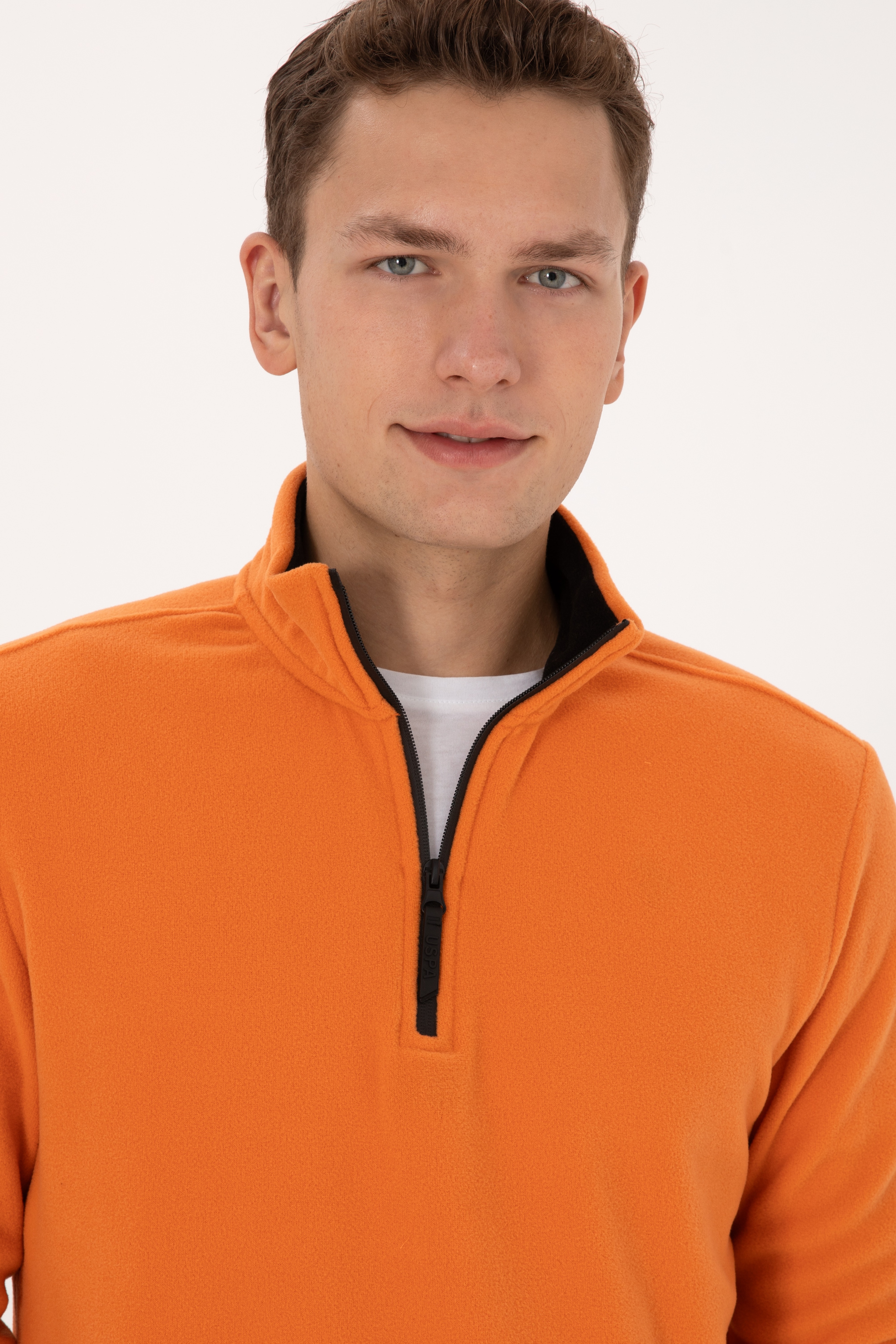 Erkek Regular Fit Bakır Polar Yarım Fermuarlı Basic Sweatshirt - Image 4