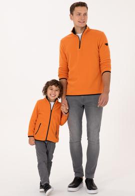 Erkek Regular Fit Bakır Polar Yarım Fermuarlı Basic Sweatshirt - 50313777078