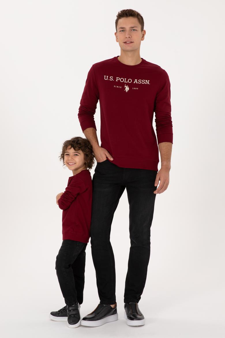 Erkek Regular Fit Bisiklet Yaka Bordo İnce Basic Sweatshirt - 50313743018