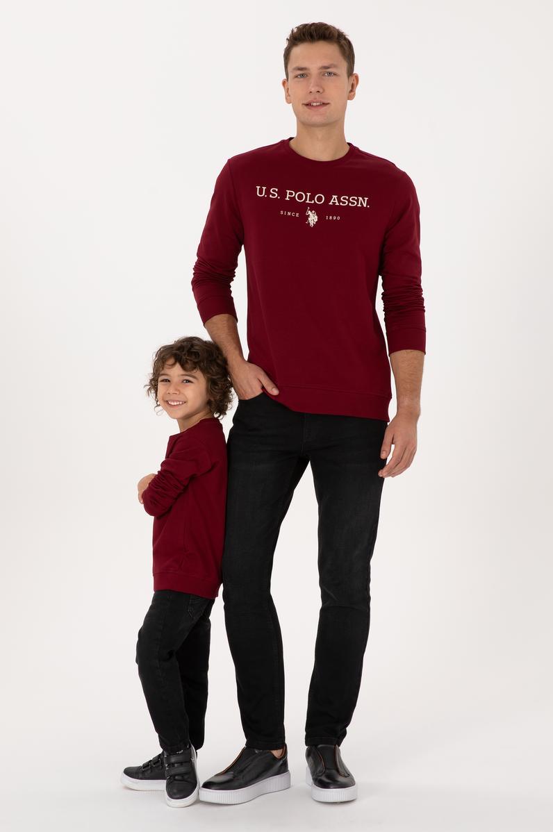 Erkek Regular Fit Bisiklet Yaka Bordo İnce Basic Sweatshirt