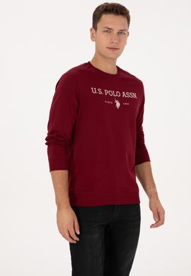 Erkek Regular Fit Bisiklet Yaka Bordo İnce Basic Sweatshirt - 50313743018