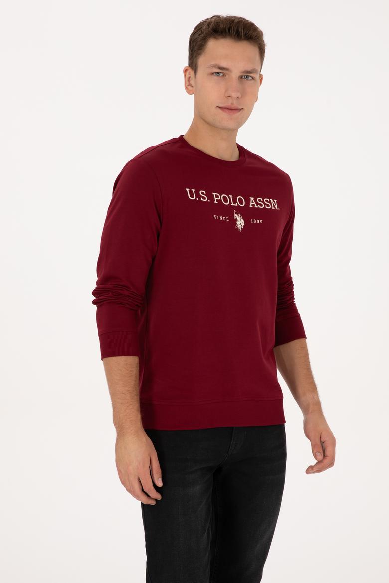 Erkek Regular Fit Bisiklet Yaka Bordo İnce Basic Sweatshirt - 50313743018