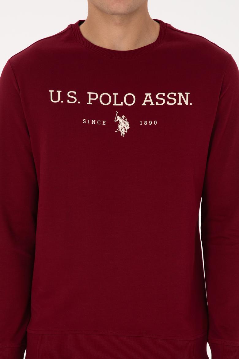 Erkek Regular Fit Bisiklet Yaka Bordo İnce Basic Sweatshirt - 50313743018