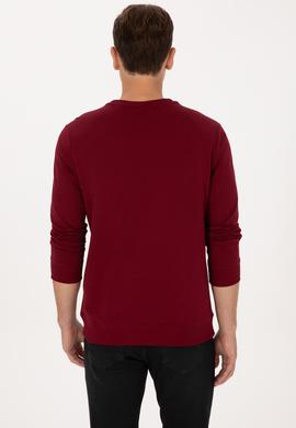 Erkek Regular Fit Bisiklet Yaka Bordo İnce Basic Sweatshirt - 50313743018