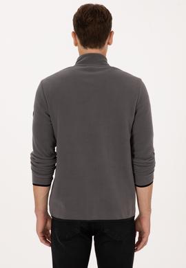 Erkek Regular Fit Gri Polar Yarım Fermuarlı Basic Sweatshirt - 50313777067