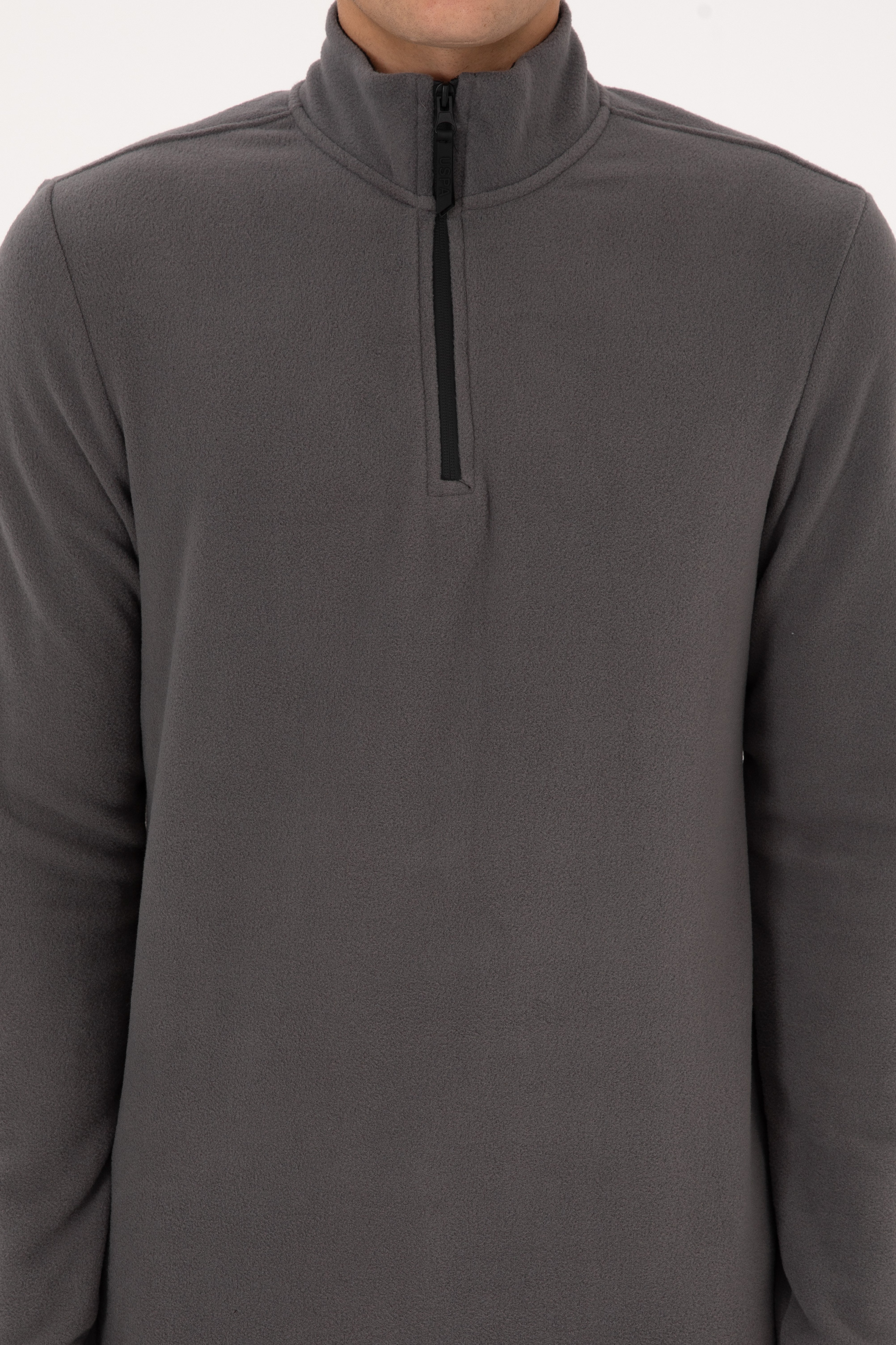 Erkek Regular Fit Gri Polar Yarım Fermuarlı Basic Sweatshirt - Image 6