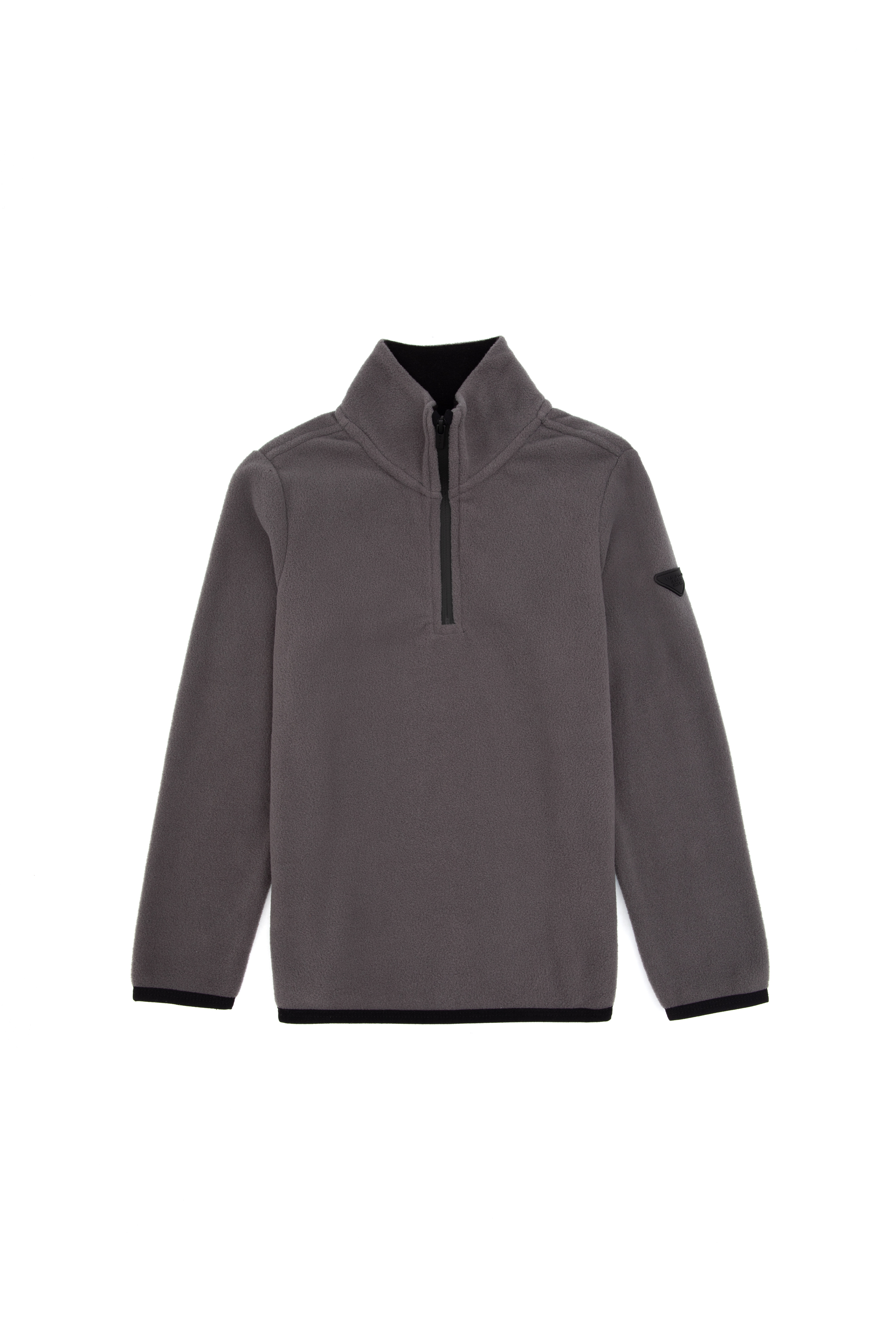 Erkek Çocuk Gri Yarım Fermuarlı Polar Sweatshirt