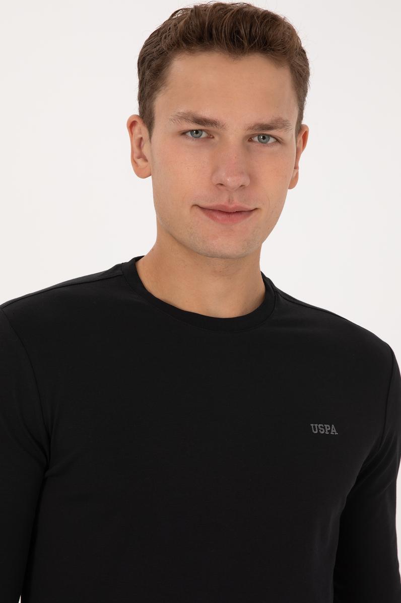 Erkek Slim Fit Bisiklet Yaka Siyah Süprem Basic Sweatshirt
