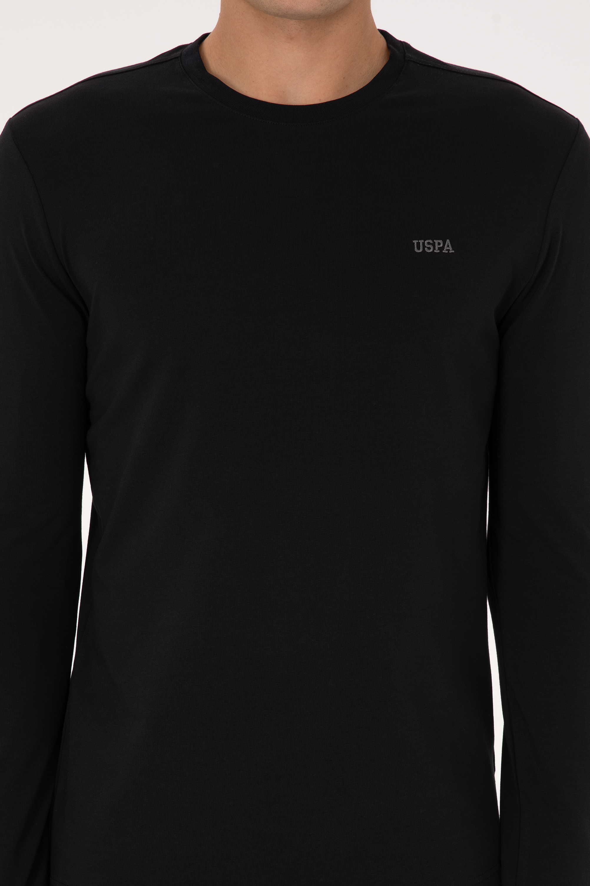Erkek Slim Fit Bisiklet Yaka Siyah Süprem Basic Sweatshirt - Image 6