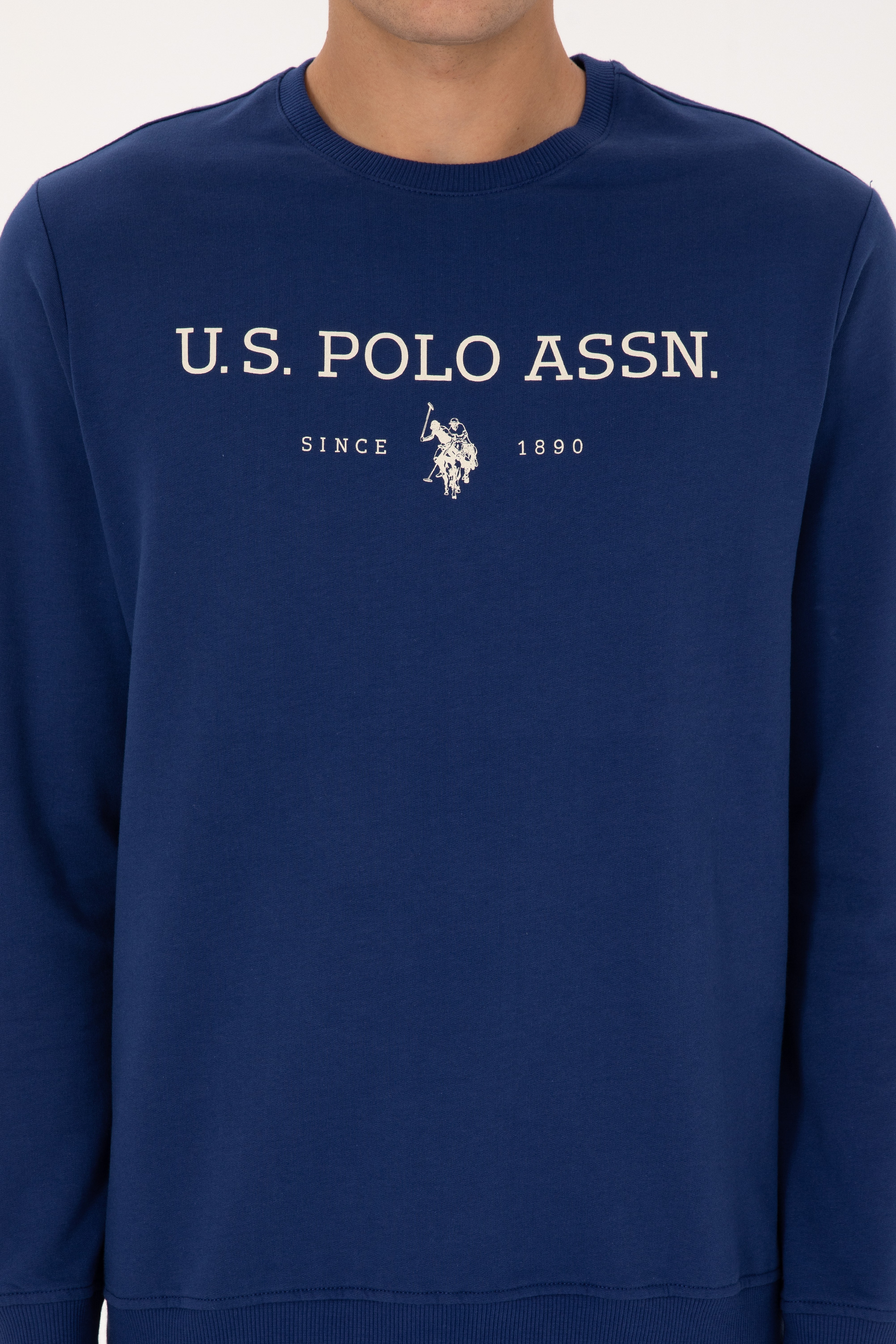 Erkek Regular Fit Bisiklet Yaka İndigo İnce Basic Sweatshirt