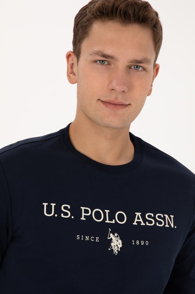 Erkek Regular Fit Bisiklet Yaka Lacivert İnce Basic Sweatshirt