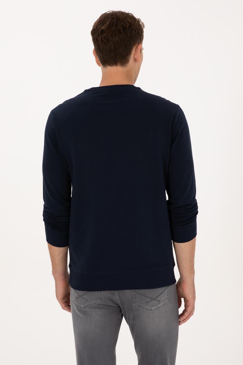 Erkek Regular Fit Bisiklet Yaka Lacivert İnce Basic Sweatshirt - 50313743069