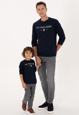 Erkek Regular Fit Bisiklet Yaka Lacivert İnce Basic Sweatshirt - 50313743069