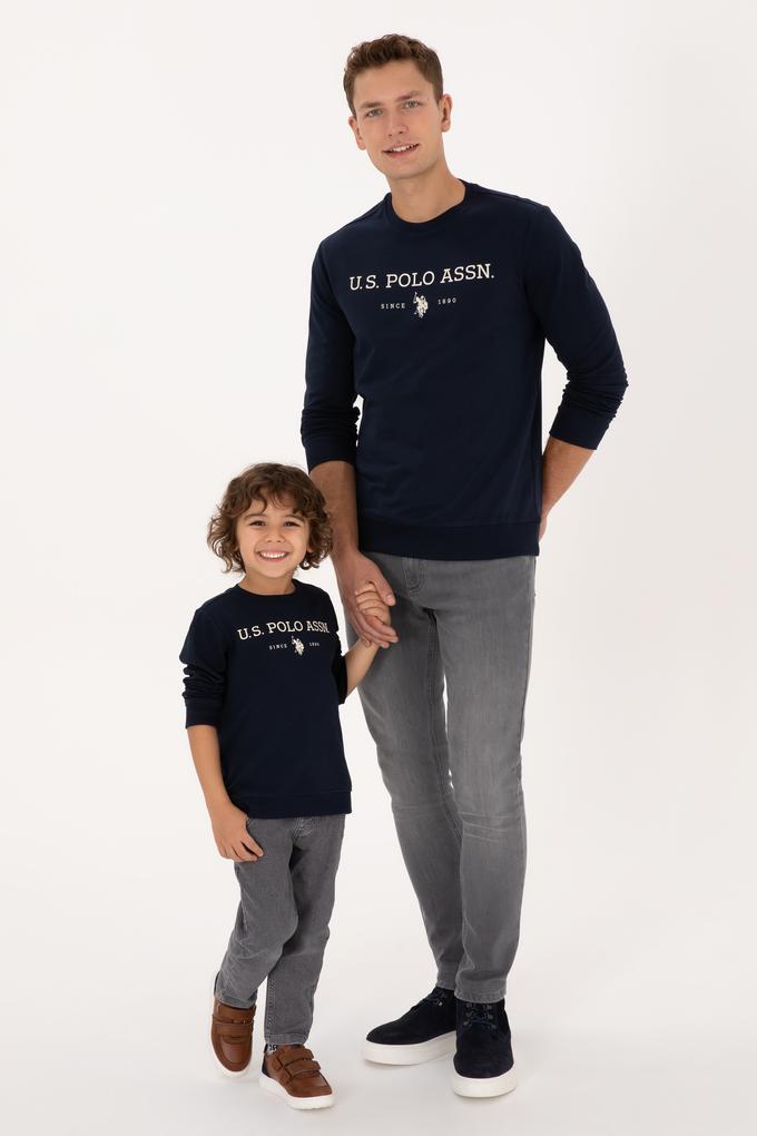 Erkek Regular Fit Bisiklet Yaka Lacivert İnce Basic Sweatshirt